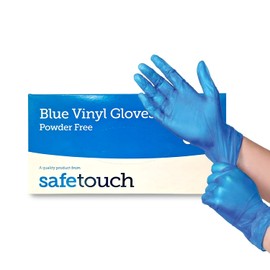 Just Health Disposables 100 x Blue Vinyl Gloves, Extra Large – (Box of 100 pcs) | Multipurpose Use | Powder Free | Latex Free | Clear Disposable Gloves