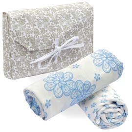 FOREVERPURE Baby Swaddle Blanket Set, Muslin Swaddle Blanket for Girls & Boys, Soft Silky Receiving Swaddle Wrap 70% Viscose Made of Bamboo, 30% Cotton, Large 47 x 47 inches, Set of 2 (Light Blue)