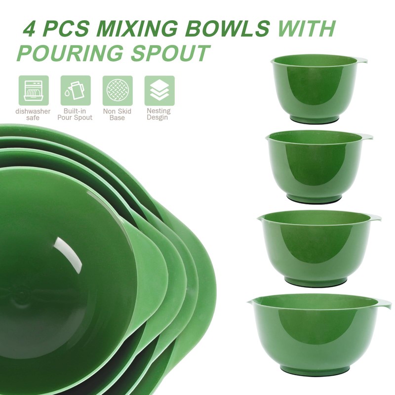 BoxedHome 4 Quart Large Plastic Mixing Bowls, Microwave Safe Mixing