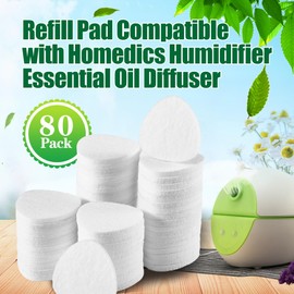 80 Pack White Refill Pads Compatible with Homedics Humidifier Essential Oil Diffuser Replacement Microfiber Triangle Tray Pads