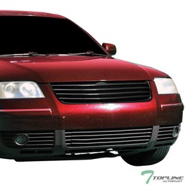 TLAPS 7422451822803 Compatible With 2001-2005 VW Passat B5.5 Glossy Black Horizontal Front Bumper Grill Grille