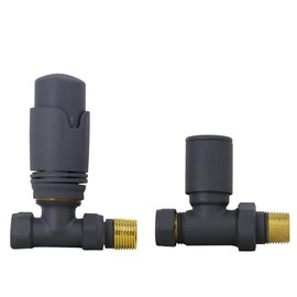 NRG Straight TRV Thermostatic Radiator Valve with Free Manual Straight Valve Anthracite