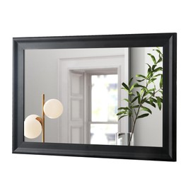 CULER Black Wood Wall Mirror for Bathroom,Rectangle Large 30 x 40 inch Hanging Vatiny Black Mirrors with Wooden Frame for Living Room,Bedroom,Entryway