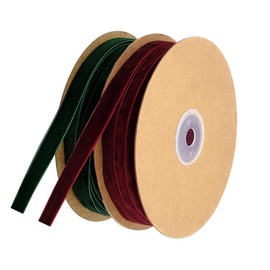 Velvet Ribbon, 10 mm 20 Meters Christmas Ribbons Roll Vintage Green Christmas Tree Satin Ribbon Single Face Red Ribbon for Gift Wrapping Crafts Wedding Decor Festival Party Supplies