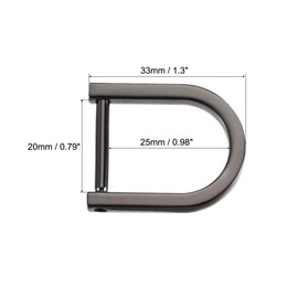 sourcing map U Shape Horseshoe D-Rings Zinc Alloy Screw Buckle for DIY, Black, 15 mm (0.79 Inches), black