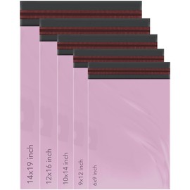 50 Mixed Baby Pink Parcel Bags, Postage Bags, Mailing Bags 5 Sizes 10 Each Poly Postal Bags Self Seal iSOUL Small to Large Mailing Bags Packaging Assorted Mailers Posting Shipping Post Bags