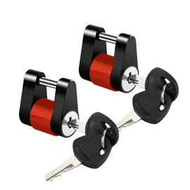 METOWARE Keyed Alike Trailer Coupler Lock, 1/4” Dia, 3/4” Span Heavy-Duty Steel Trailer Tongue Lock for Tow Boat RV Truck Car's Coupler with Anti-Rattle Rubber Rings (2 Pack)