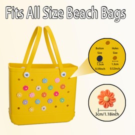 WTYONZEL 16Pcs Flower Charm Accessory for Bogg Bags and Simply Southern Totes,Insert Decorative for Handbag Beach Tote Bag