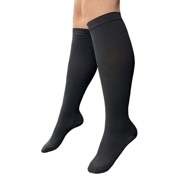 HealthyNees Closed Toe 30-40 mmHg Medical Compression Extra Big Wide Calf Plus Size Varicose Veins Severe Swelling Circulation Extra Firm Sock (Black, 2XL)