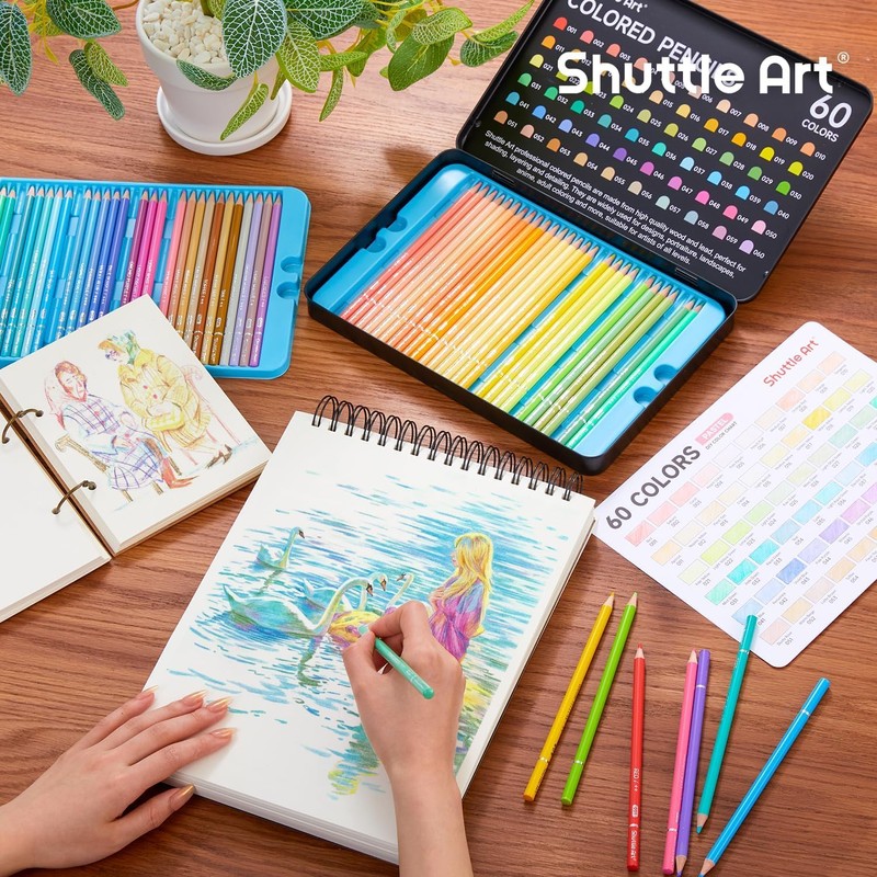 Shuttle Art Colored Pencils, 60-Color Set - Pastel Color Pens