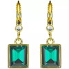 Kirks Folly Brilliant Emerald-Cut Petite Leverback Earrings green/ GT