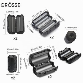 Ferrite Core Interference Filter Ferrite Filter, Ferrite Ring, Sheath Wave Filter, Ferrite Toroidal Core Cable Clip, Ferrite Toroidal Core, Ferrite Cores for Cables, Folding Ferrite Ferrite Core, Anti-Interference (Black x 8 Pieces)