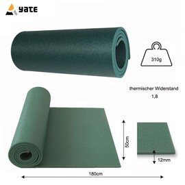 Yate Single Layer Camping Mat Gymnastics Mat Sports Mat 12 mm Thick Dirt and Water Resistant Dark Green