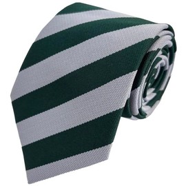 Great British Tie Club School Ties (23 Block Stripe Colour Variations) (White & Bottle)