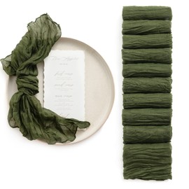 Ling's Moment 10 Pack Gauze Moss Green Cheesecloth Napkins for Wedding Reception Rustic Boho Olive Table Linen for Holiday Party (Set of 10, Moss Green)