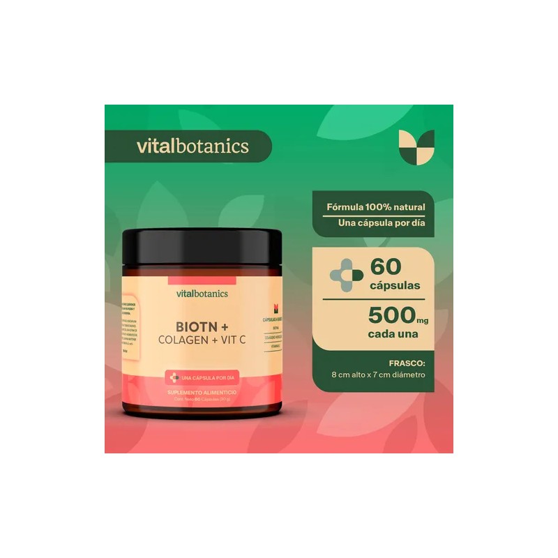 Biotina Pura + Colageno Hidrolizado Con 60 Capsulas