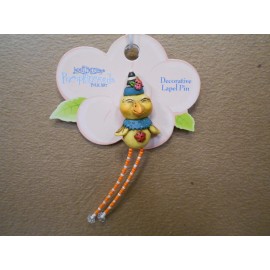 enesco / pumpkinseeds Chick / Blue Collar Pin Decorative Lapel Pin Pumpkinseeds Folk Art 4012492