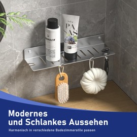 Bernkot Shower Shelf Shampoo Holder for Shower, Bathroom Shower Shelf, Wall Shelf, Shower Bathroom Shelf, 30.5 x 9 x 4 cm, Silver