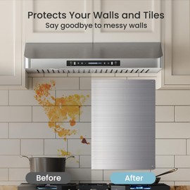 VIKIO HOME Kitchen Wall Shield – 24x30 Inch Stainless Steel Stove Backsplash for Easy Setup, Stove Backsplash Protector for Wall, Pre-Drilled Holes