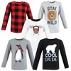 Hudson Baby Unisex Baby Long Sleeve T-Shirts, Winter Penguin Moose,