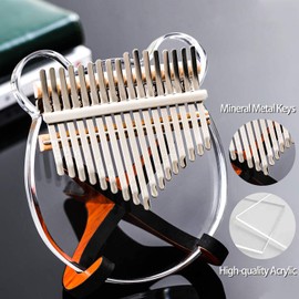 Kalimba 17 Keys Crystal Clear Thumb Piano with EVA Bag & Wooden Stand,Eidoct Kalimba Finger Piano Thumb Instrument,Musical Gifts for Kids Adult Beginners (Bear Shape)