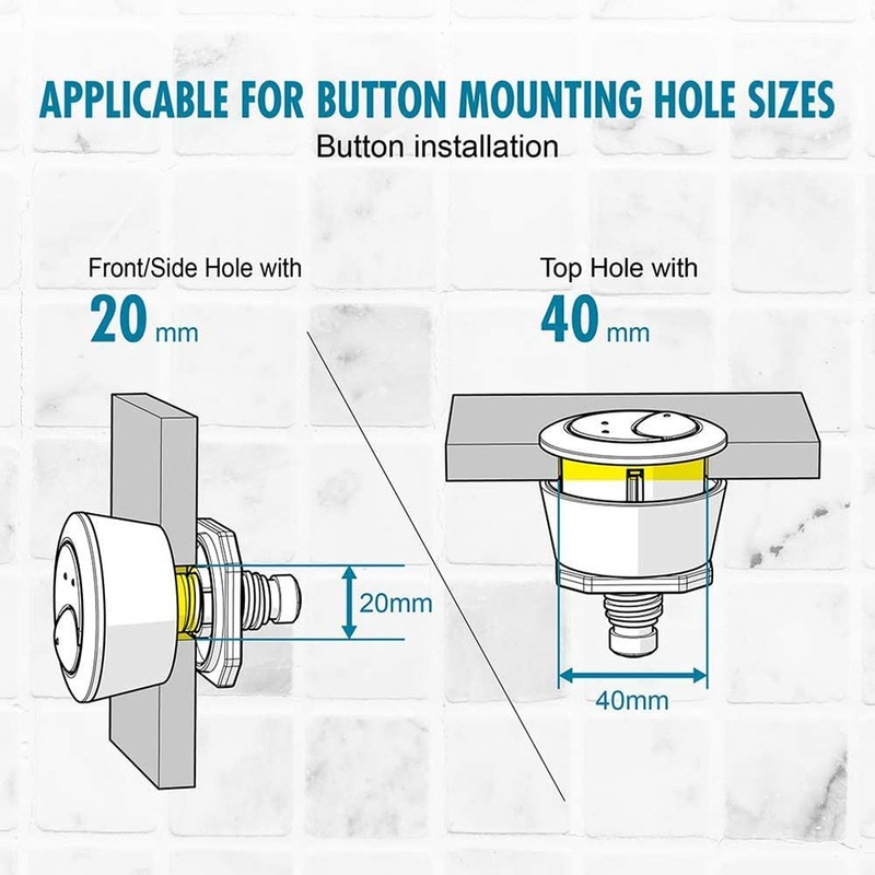 Double Flush Valve with Cable, Universal Cistern Filling Valve, Drain
