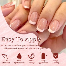 EternalClassic White French Tip Press on Nails Square Nail Tips, Short French Tip Nails Glossy Fake Nails 150pcs Acrylic Nails Press ons, Nude Soft Gel Nails False Nail Set