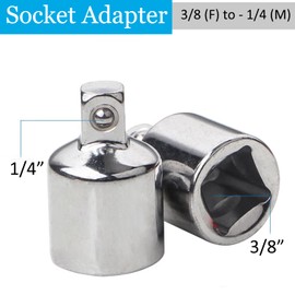 2PC Juttzzei Socket Adapter and Reducer 3/8 -Inch to - 1/4 -Inch Female to Male, Premium Chrome Vanadium Alloy Steel Drive Socket for Driver/Ratchet/Socket Set Extension