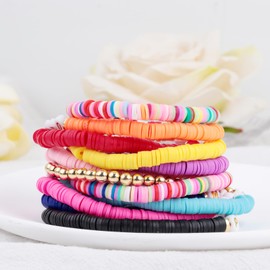 YUZHEJIE Friendship Bracelets Merch Colorful Preppy Surfer Singer Music Inspired Letter Bracelets Concert Gifts for Women Fans (12 PCS)