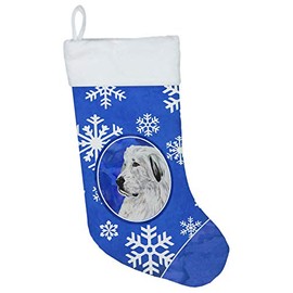 Caroline's Treasures SC9786-CS Great Pyrenees Winter Snowflakes Christmas Stocking, Large, Multicolor