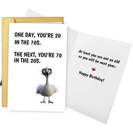 Obbyidk Happy 70th Birthday Card Gifts for Mom Dad, Funny Getting Old Birthday Card for 70 Years Old Women Men, One Day You're 20 in the 70s...