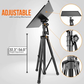 Pyle Pyle Projector Stand - Height & Angle Adjustable Tripod Stand - Hold Laptops, Computers, DJ Equipment & Projectors - Heavy Duty - Perfect for Stage, Studio, & Office Events - Extends 42' to 55",Black
