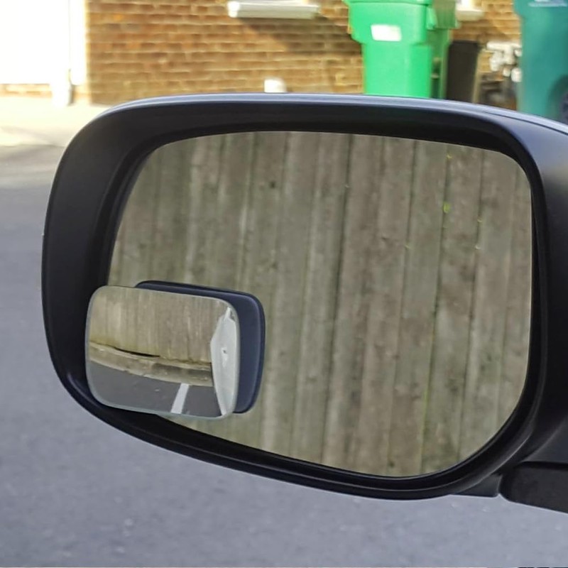 Ampper Rectangular Blind Spot Mirror, HD Glass Frameless Stick on