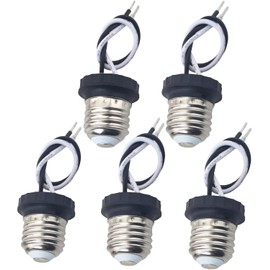 Rextin E26 Socket Adapter Medium Edison Base Male Screw in Light Bulb Socket Pigtail for Led Ceiling Lights Downlight Pack of 5 (C 5pcs)