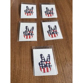 VSI America Vintage Peace Sign Red White Blue (Lot of 5) Temporary Family Tattoos