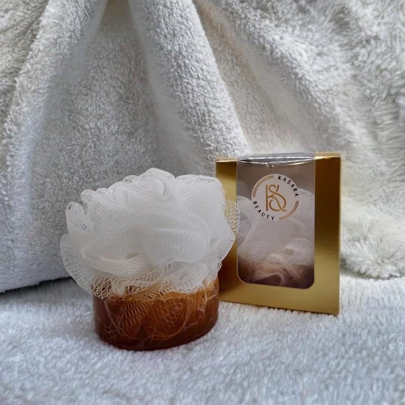 "Duschschwamm mit Shea Butter-Seife – Sanfte Reinigung und Feuchtigkeit, 120