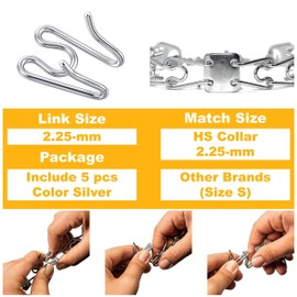 (5 Pack) Stainless Steel Dog Collar Extra Links Designed for 2.25mm H-S Small Dog Collar Links, Silver