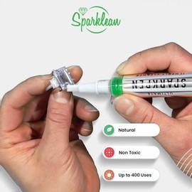 SPARKLEAN PREMIUM JEWELRY CLEANER PEN | Cleans Diamond Rings, Silver, Gold, and Metal | Includes a Brush and Specialized Jewelry Cleaning Solution | 400 Uses per Unit | 4 Milliliters