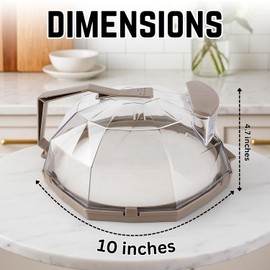 Microwave Splatter Cover with Anti-Scald Bowl Holder Clips – 10 Inch BPA-Free Microwave Cover with Steam Vents & Easy-Grip Handle, Anti-Splash Plate Guard, Microwave Cover for Food – Gray - 2 in 1