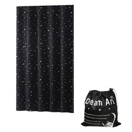 Dream Art Anywhere Temporary Portable Blackout Curtain/Adjustable Blackout Shades Blinds with Suction Cups for Bedroom or Travel Use,Silver Moon& Star Foil Print Black Curtain,1 pc