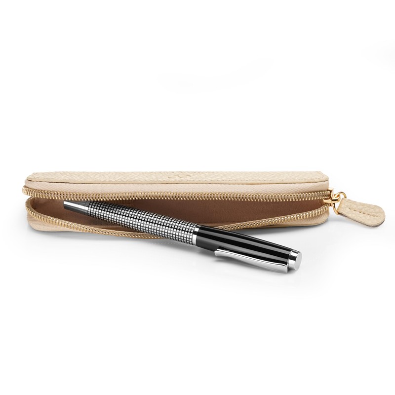 Antony Olivier Real Leather Pencil Case | White Pen Pouch