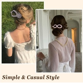 CURASA Flat Hair Clips 8PCS French Concord Lay Down Twist, Matte Vintage Strong Hold Non Slip Hair Accessories for Women & Girls Thick Hair