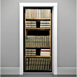 Windowpix DoorPix 30x80 Door Mural Wrap Luster Semi-Gloss Bubble Free Shelved Volume of Classic Novels - Peel and Stick - Easy-to-Clean, Durable