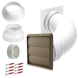 SPARES2GO Klimaanlagen-Außenlüftungsset 4" 5" 6" 100mm 125mm 150mm Universelles Außenwand-Lüftungsset (Braun)