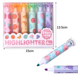 CHUNLINLAODA 6 Pcs Candy Shape Highlighters, Double Highlighters Pens, Assorted colors, Chisel Tip, Candy Pastel High-lighters Pens, Ideal stationery sets for School Home & Work (A)