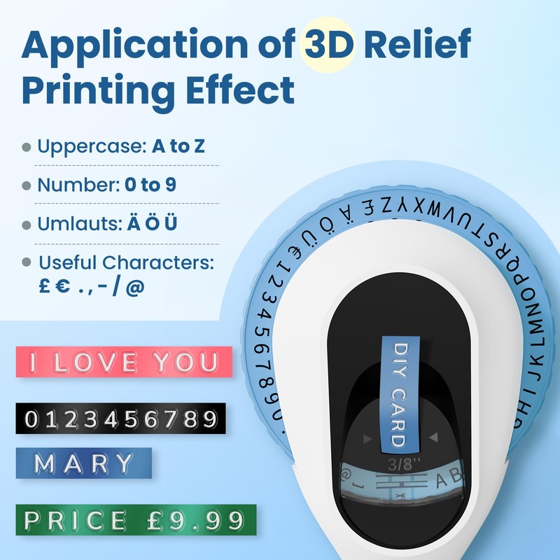 LabelCenter E975 Labelling Device, 3D Embossing Device, Portable Labelling Device,
