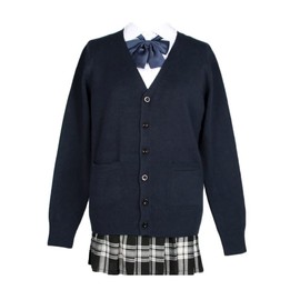 zuevi Girls’ School Cardigan, Uniform, Long Sleeve, Students, Ladies, Sweater, Top, V-Neck, High School, Outerwear, Sweater, Loose, Cotton, Knit, Plain, Commute, Work, Gift, Spring, Autumn, Winter,