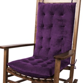 FlyGulls Rocking Chair Cushions Indoor Velvet Chair Pads High Back and Seat Cushion 2 Piece Set Purple