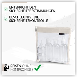 nex|trip Transparent Toiletry Bag + Container for Liquids, Hand Luggage, Cosmetic Bag, Transparent for Aeroplane, Travel Set, Cosmetic Bag, cream