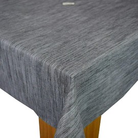 Karina Home Grey Linen Tex Wipe Clean Tablecloth Vinyl PVC Table Cover Wipeable Table Cloth (Grey, 200cm x 140cm)